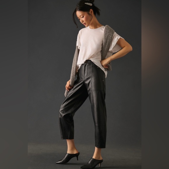 By Anthropologie Faux Leather Utility Cargo Pants - Picture 4 of 13